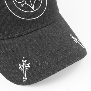 Casquette de camionneur en maille noire avec croix et logo brodés, style streetwear, réglable, unisexe, casquette de baseball - Product Image 6