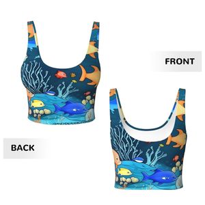 Soutien-gorge de sport personnalisé OEM pour femme, imprimé poisson océan, sublimation, crop top de yoga respirant, vêtements de fitness actifs en gros - Product Image 1