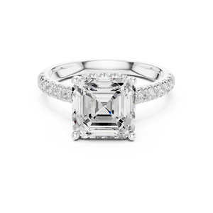 Anillo de Compromiso de Diamantes con Corte Princesa Platino, con Diamantes Laterales, Certificado por GIA, Estilo Clásico para Mujer - Product Image 2