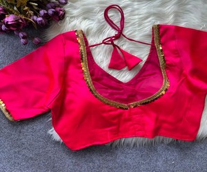 Choli en soie Rani avec bordure en sequins dorés, chemisier traditionnel indien pour mariage, chemisier pour femme, coupe classique, vêtements ethniques LDB 85405 - Product Image 3