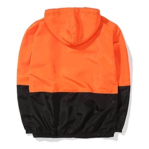 Mens Hooded <b>Windbreaker</b> Jacket Color Blocking Orange <b>Black</b> Zipper Closure Casual Outdoor Sport Autumn Spring Windproof Polyester - Product Image 3