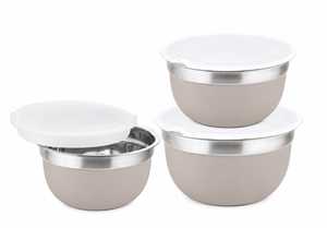 4 Piece Stainless Steel <b>Mixing</b> <b>Bowl</b> Set <b>with</b> Flip <b>Lids</b> Enamel Prep Serving <b>Bowls</b> for Kitchen Cooking - Product Image 2