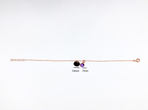 Rose Gold Plated Chain Bracelet With Amethyst Gemstone And <b>Initial</b> G Charm Minimalist Everyday Wear - Product Image 5