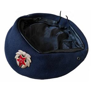 <b>Navy</b> Blue Wool Beret With Red Star Emblem For Men Formal Spring Autumn Wear Pure Wool Beret <b>Hat</b> Premium Quality Custom Logo - Product Image 1