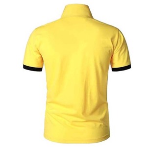 Polo à manches courtes jaune pour homme, couleur unie, décontracté, tricoté, boutonné devant, coupe classique, anti-plis - Product Image 4