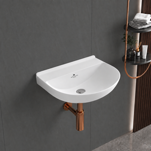 Lavabo Ovalado de Cerámica para Colgar en la Pared, Lavabo de Baño de Diseño Moderno con Acabado Pulido, Artículos Sanitarios para Uso Hospitalario - Product Image 2