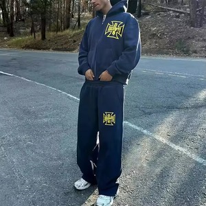 Custom Streetwear Baggy Jogger Pants Men Lightweight French Terry Sweatpants <b>Drawstring</b> Casual <b>Trousers</b> Fit - Product Image 4