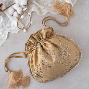 Bolso de Mano Clásico de Moda con Bordado Decorativo, Bolso Tipo Potli para Boda, Perlas, Seda, Cadenas Cuadradas, Diseño Elegante, Alta Calidad - Product Image 5