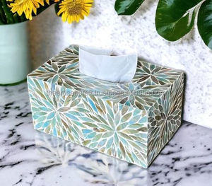 กล่องทิชชู่หอยมุกทำด้วยมือสุดหรูที่ใส่ผ้าเช็ดปากกันน้ำได้สำหรับตกแต่งโต๊ะงานฝีมือ - Product Image 3