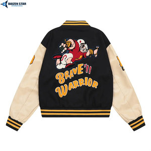 Classic Premium Eco-Friendly Winter Woolen Windproof Breathable Embroidered Front Solid Varsity Letterman Streetwear <b>Jacket</b> - Product Image 2