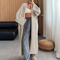 Damen Winter Vintage Baumwoll-Canvas Oversize Mantel mit Offener Front, Wendbar, Umweltfreundlich, Atmungsaktiv, Knitterfrei, 90% Gefüllt