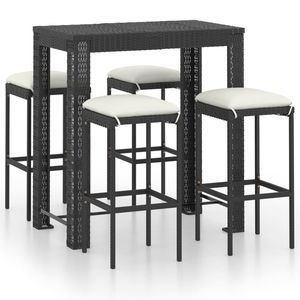 Conjunto de Bar de Jardín de Ratán PE Negro con Acero con Recubrimiento en Polvo y Poliéster, Muebles de Patio Elegantes - Product Image 2