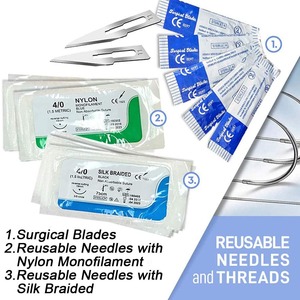 FENTEX CE Certified Suture Practice <b>Kit</b> Full Set Stainless Steel Surgical Tools Reusable 14 Pre-Cut Wounds Silica <b>Gel</b> Suture Pad - Product Image 6