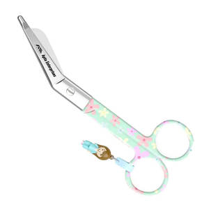 Ciseaux à pansements manuels en acier inoxydable, design floral et fond vert, certifiés CE, pour infirmières - Product Image 2