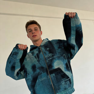 Sudadera con Capucha para Hombre, Azul y Negro, Estilo Vintage, Ecológica, de Tela Suave para Invierno, Cómoda, Moderna, Versátil, para Uso Diario - Product Image 6