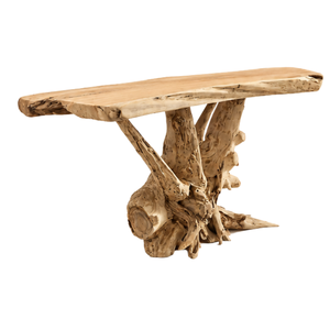 Mesa Consola ARTERRA Premium Ecológica Hecha a Mano de Madera Maciza Rústica de Raíz de Teca con Borde Natural, Moderna y Orgánica para Sala de Estar, Duradera - Product Image 2