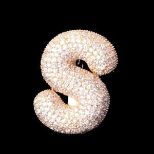 Luxury 18K Gold Plated Diamond <b>Ring</b> Letter S Round Brilliant Cut Unisex Gift Jewelry - Product Image 1