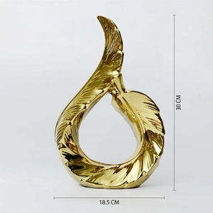 Modern design gold <b>ceramic</b> abstract sculpture contemporary tabletop décor luxury home accent artistic centerpiece - Product Image 2
