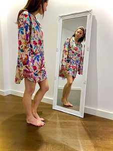 Pijama de algodón para mujer, conjunto de camisa larga con botones, estampado, suave, para verano, playa, noche, vestido de dormir. - Product Image 6