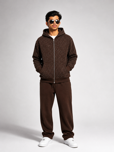 Sudadera con capucha de invierno personalizada 100% algodón con pedrería, cremallera completa, antiarrugas, de forro polar, para hombre, oversize, de peso pesado, estilo streetwear, lisa - Product Image 4