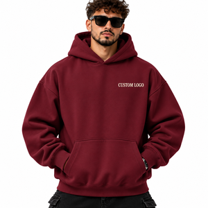 Sweat-shirt à capuche surdimensionné pour homme de haute qualité, 100% coton, molleton épais, impression au dos, logo personnalisé, couleur unie, streetwear - Product Image 2