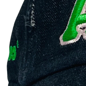 AKA Black Distressed Denim Hat Green Embroidered Letter Baseball <b>Cap</b> Washed Denim Headwear Adjustable Casual Fashion <b>Vintage</b> - Product Image 4