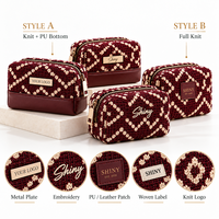 Pochette cosmétique miniature tricotée sur mesure, motif personnalisé, logo, garniture en cuir PU, fermeture éclair, petite trousse de beauté, porte-clés