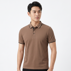 Camisa de Manga Corta para Hombre, Color Marrón, Algodón Jersey, Tejido de Punto, Color Sólido, Estilo Casual Elegante, Cierre de Botones, Bolsillo Frontal, Transpirable, Corte Regular - Product Image 5