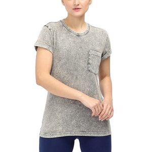 T-shirt décontracté en maille délavée pour femme, 220 GSM, coton premium, coupe ample, style streetwear vintage, conception OEM personnalisée, marque privée - Product Image 1