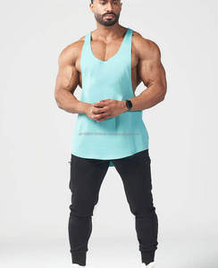 Camiseta sin mangas atlética de poliéster 100% personalizada al por mayor para hombre, camiseta sin mangas suave que absorbe la humedad, ligera, transpirable, tejida con estampado en blanco - Product Image 2