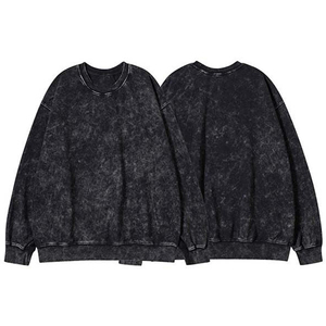 Sweat-shirts à capuche personnalisés pour hommes, hiver, strass, effet délavé, 380 GSM, polyester/coton, broderie unisexe - Product Image 5