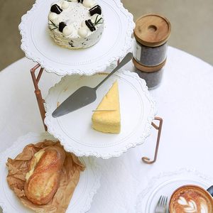 Aluminium <b>Rotating</b> Multi-Layer <b>Cake</b> <b>Stand</b> Foldable Wrought Dessert Display Ladder Cupcake Rack with Pastry Serving Tray - Product Image 1