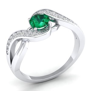 Anillo de Compromiso REYES con Esmeralda de Corte Redondo de Alta Calidad de 0.84 Quilates, Minimalista, Oro de 14K, Certificado GRA, Joyería de Moissanita - Product Image 2