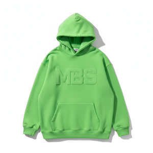 เสื้อฮู้ดดี้สีเขียวพิมพ์ลายนูนคุณภาพสูง หนานุ่ม ทรงโอเวอร์ไซส์ สำหรับผู้ชายและผู้หญิง สไตล์สตรีทแวร์ ผ้าฟลีซ แบบสวมหัว - Product Image 1