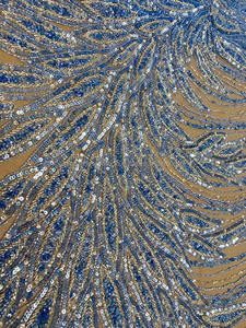 Bleu perlé paillettes Tulle maille dentelle tissu pour mariages nouveau produit de tissu fabricant fournisseur pour accessoires de vêtement - Product Image 2