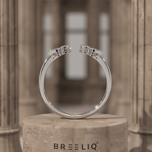 14K Solid Gold Marquise Lab Grown Diamond <b>Open</b> <b>Ring</b> Floral Cluster Leaf Design Adjustable Wedding Band for Women - Product Image 6