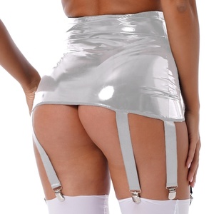 <span class=keywords><strong>Porte</strong></span>-jarretelles sexy en cuir verni pour femmes de grande taille avec six jupes crayon à boucle en métal - Product Image 3