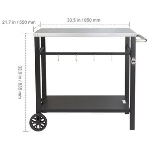 Carrello da Esterno per Barbecue con Doppio Ripiano in Acciaio Inox, Tavolo Portatile Multifunzionale per Preparazione Cibo e Accessorio per Esterni - Product Image 5