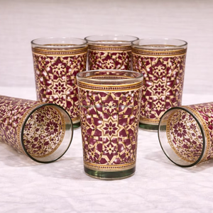 Verres à thé Marrakech à motif floral, ensemble de 6 tasses à thé/arabes - Product Image 1