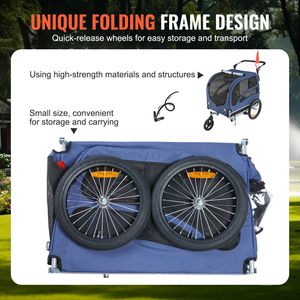 Rimorchio per Bicicletta in Alluminio per Cani, Capacità 100 Libbre, Passeggino 2-in-1 per Animali Domestici, Facile da Piegare, Sgancio Rapido - Product Image 6
