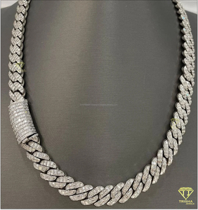 Baguette Diamond <b>Iced</b> <b>Out</b> Cuban <b>Chain</b> for Men and Women Moissanite Hip Hop Jewelry with 925 Silver and 18K Gold Plating - Product Image 2
