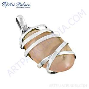 El último colgante de plata fina de moda con colgantes y dijes de piedras preciosas de cuarzo rosa Premium - Product Image 1