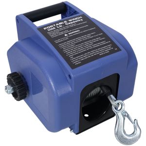 12V Electric Reversible Winch for <b>Boats</b> up to 6000 Lbs Galvanized Wire Rope with Extra Pulley <b>Hook</b> Power Trailer Winch - Product Image 2
