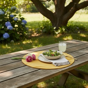 Premium Yellow Cotton Round Placemat Handmade Dining <b>Table</b> <b>Mat</b> for Home Hotel Restaurant and Kitchen Decor Fully Customisable - Product Image 3