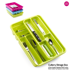 Organizzatore per Posate a 2 Scomparti, Vassoio Multifunzione per Cassetti e Armadietti da Cucina, Porta Utensili Organizzato - Product Image 2