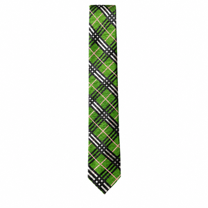 Corbata de Lujo Ecológica con Diseño a Cuadros Verdes para Hombre |   Tela Jacquard de Poliéster de Alta Calidad, Tejida a Medida, para Bodas y Eventos Empresariales - Product Image 1