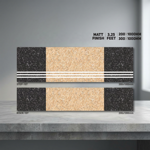 Vistaar Finition mate 1000x300mm Carreaux antidérapants en porcelaine pour marches d'escalier Plancher en céramique à bande de roulement noire - Product Image 2