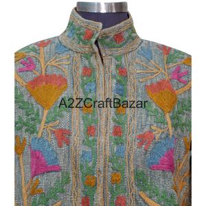 Blouson Bomber en Coton 100% Motif Floral Hiver/Été Multi-saison Broderie Suzani TNT Design Dessiné à la Main Écologique - Product Image 3