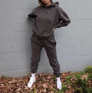 Conjunto de Ropa Deportiva Cálida de Color Sólido para Hombre y Mujer, Conjuntos de Ropa de Otoño e Invierno para Mujer, Sudadera con Cierre y Cuello Alto, Pantalones, Conjuntos Deportivos Cálidos - Product Image 2