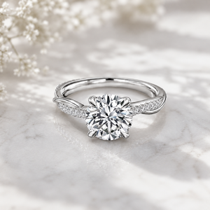 Bague de fiançailles solitaire en or 10K SHRAMAN DIAMOND, personnalisée, avec tige torsadée, pavé de moissanite, unisexe, alliance éternité, anniversaire - Product Image 4